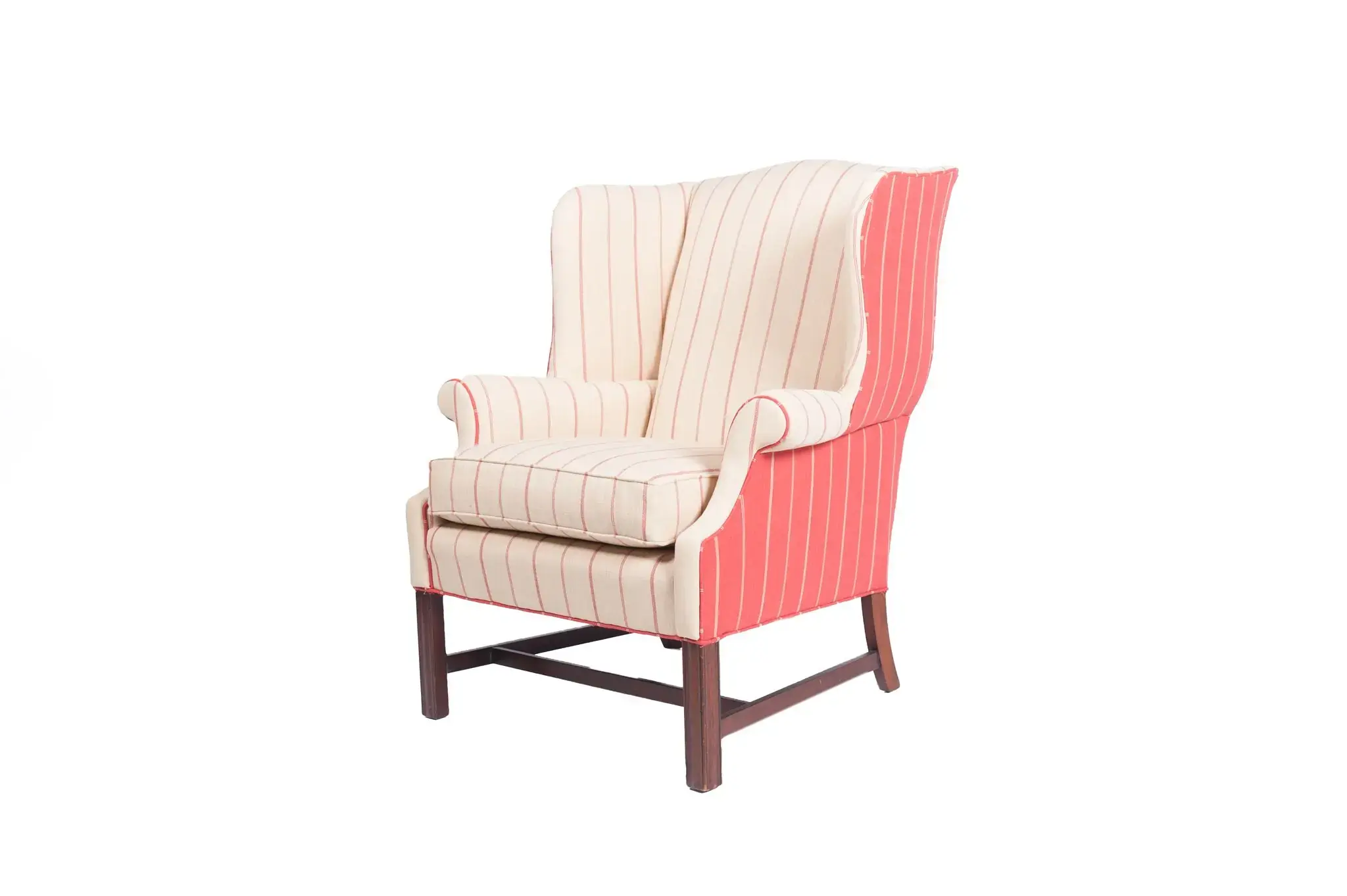 Striped Wingback after upholstery work