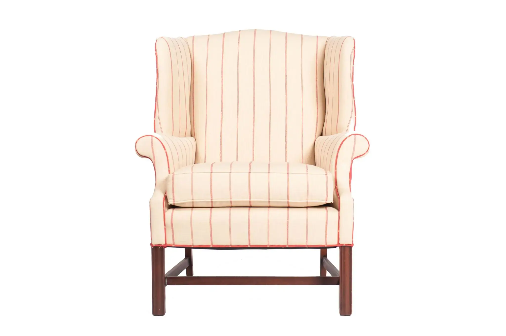 Striped Wingback after upholstery work