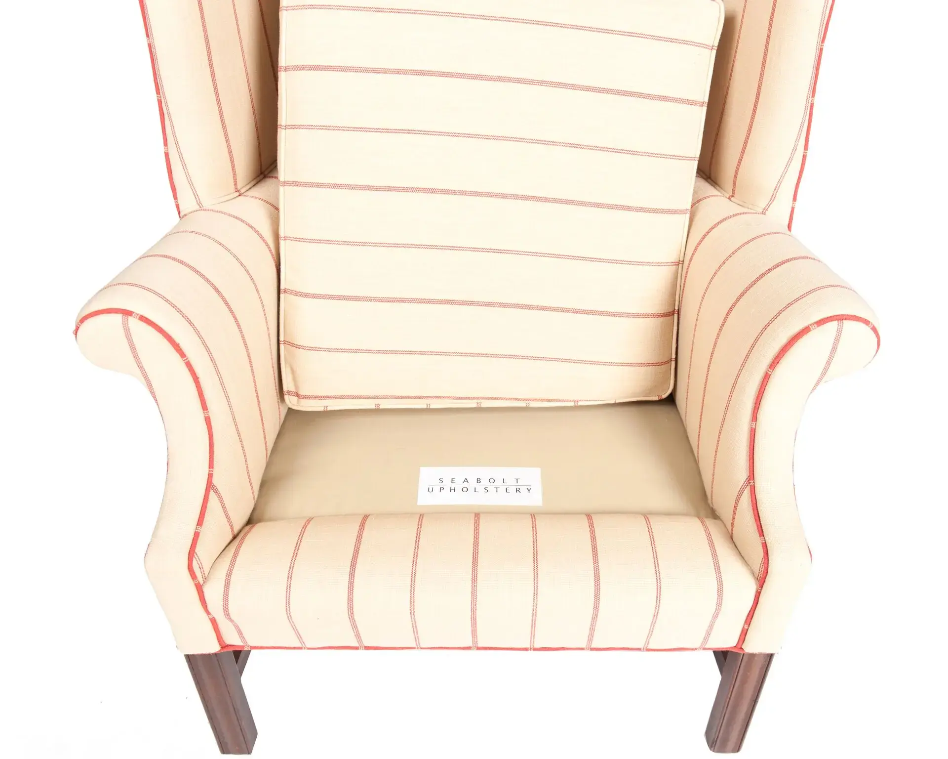 Striped Wingback after upholstery work